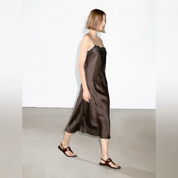 MASSIMO DUTTI ~ FLOWY LACE MIDI DRESS - Picture 9 of 11